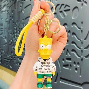 BART SIMPSONS Keychain 3D Silicone Pendant Accessories for Backpack, Purse, Hand
